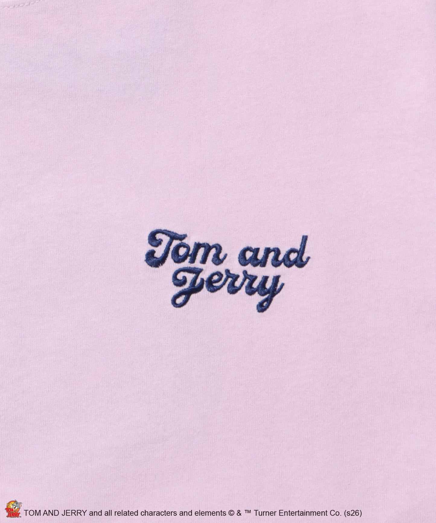 TJ CHERRY FLOCKY S/S TEE / トムとジェリー Tシャツ 半袖 クルーネック プリント 刺繍 オーバーサイズ ライトピンク