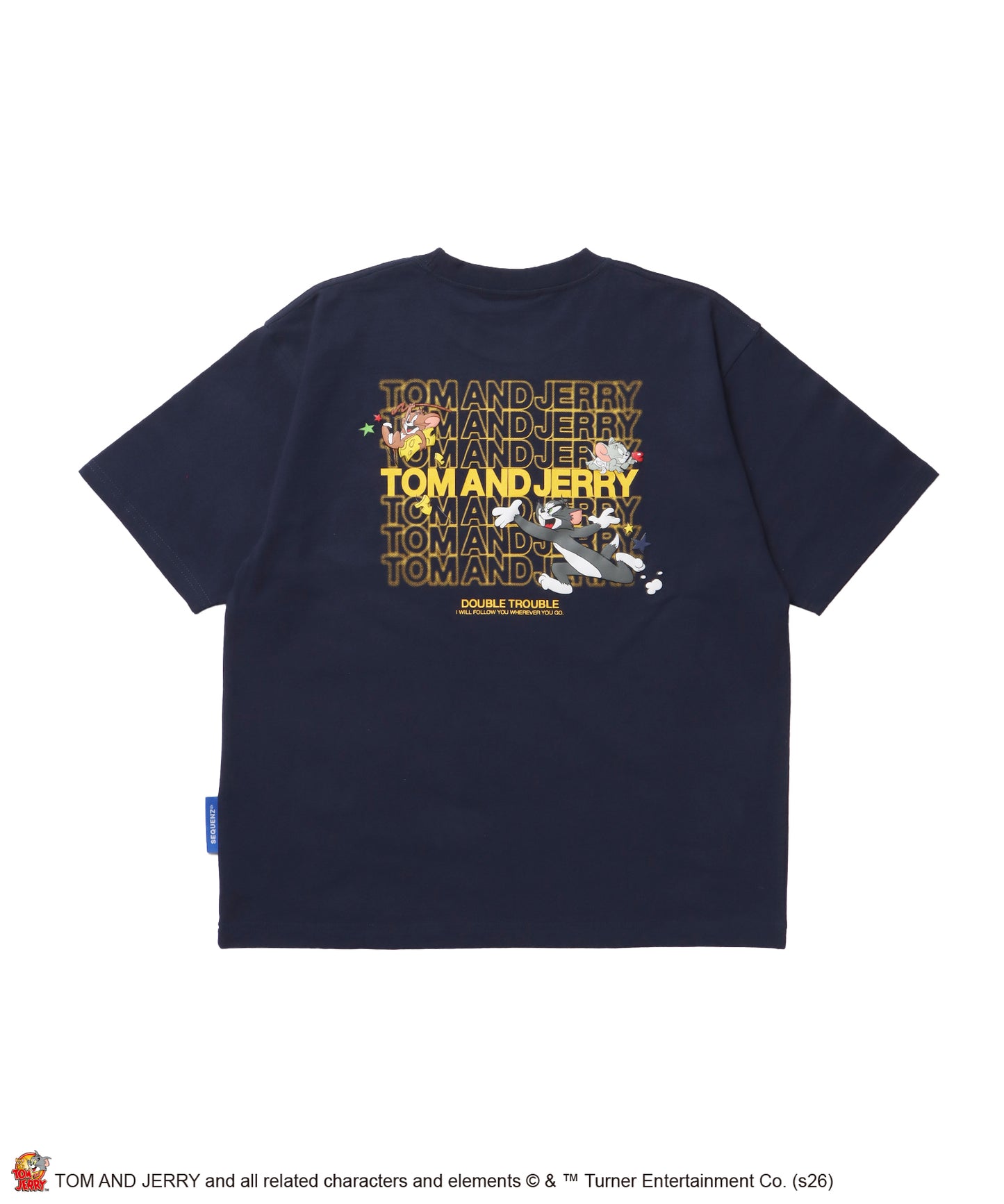 TJ BLUR LOGO TEE / トムとジェリー 半袖 クルーネック プリント ワンポイント ユニセックス オーバーサイズ ビッグシルエット レイヤード ダークネイビー