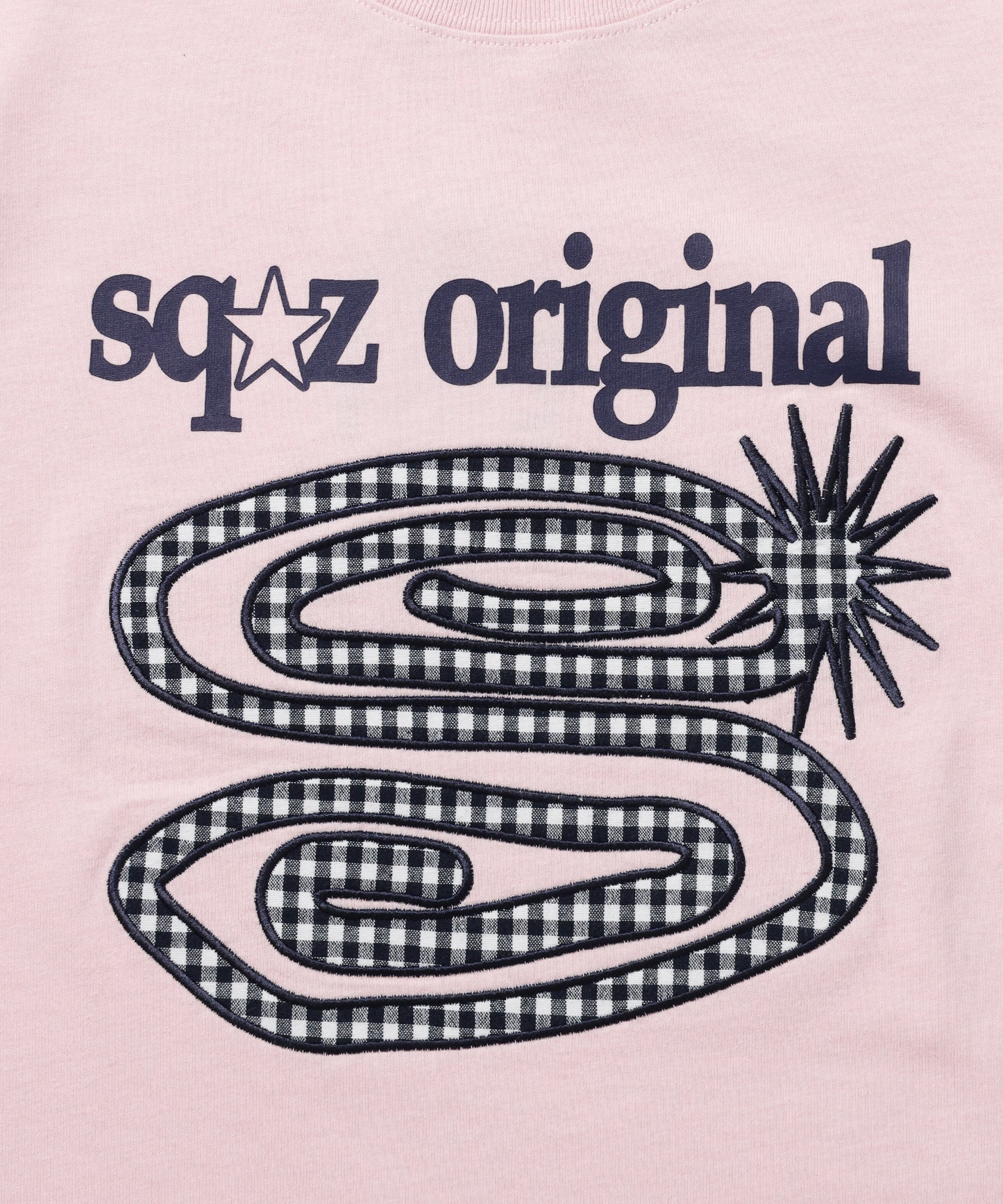 ※WEB限定 / ぐるぐるワッペン半袖Tシャツ / sqnz guru-guru patchwork tee ライトピンク