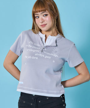≪予約商品≫※WEB限定 / フェイクレイヤード / バイカラーヘンリーネック半袖T /sqnz fake layered henley star tee ライトグレー