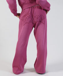 LOGO APPLIQUE SWEAT PANTS / フェード スウェット オーバーサイズ ヴィンテージライク 裏起毛 ピンク