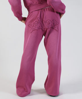 LOGO APPLIQUE SWEAT PANTS / フェード スウェット オーバーサイズ ヴィンテージライク 裏起毛 ピンク