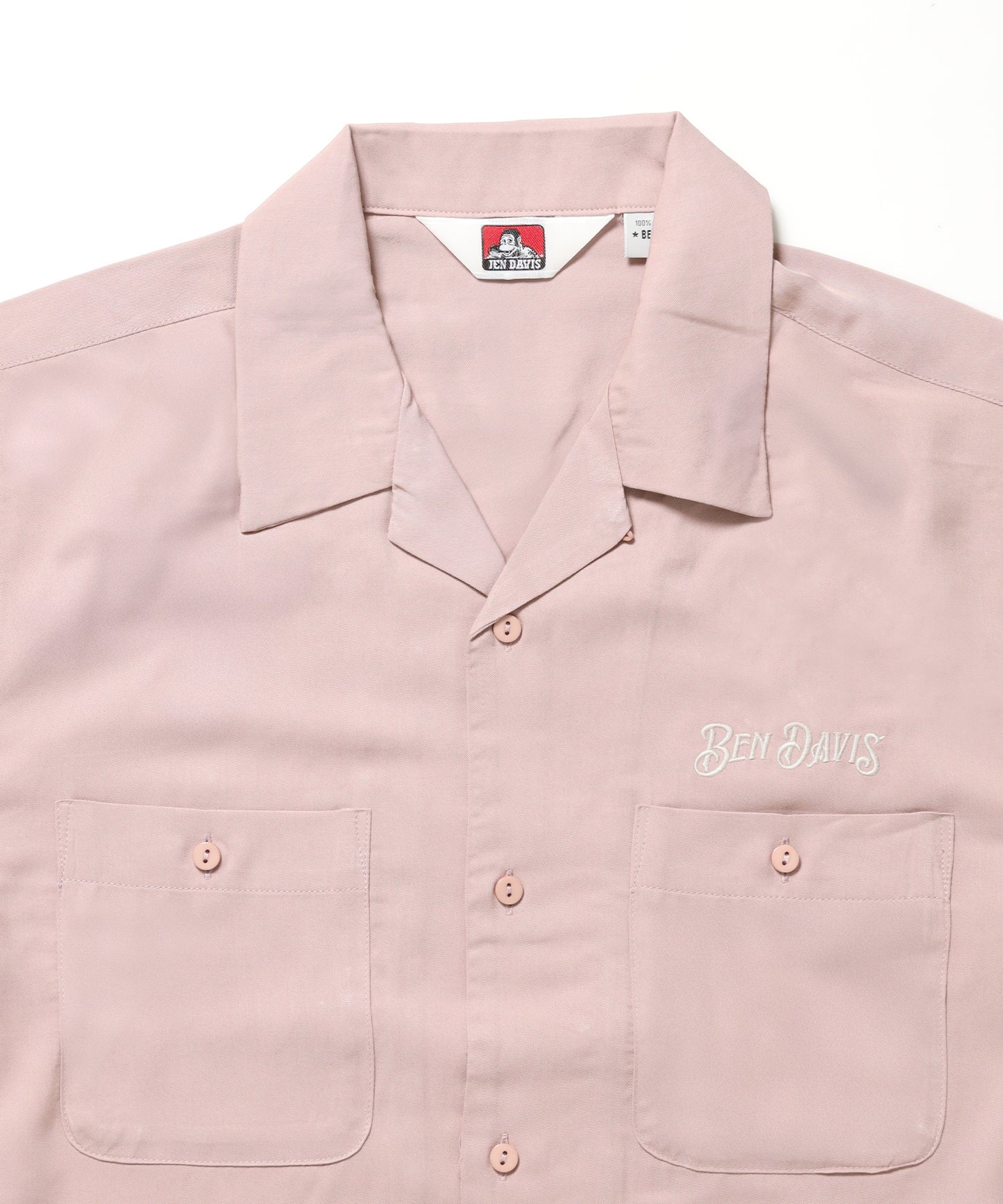 SOUVENIR EMB O/C SHIRT / 半袖 シャツ 刺繍 オープンカラー ヴィンテージライク ピンク