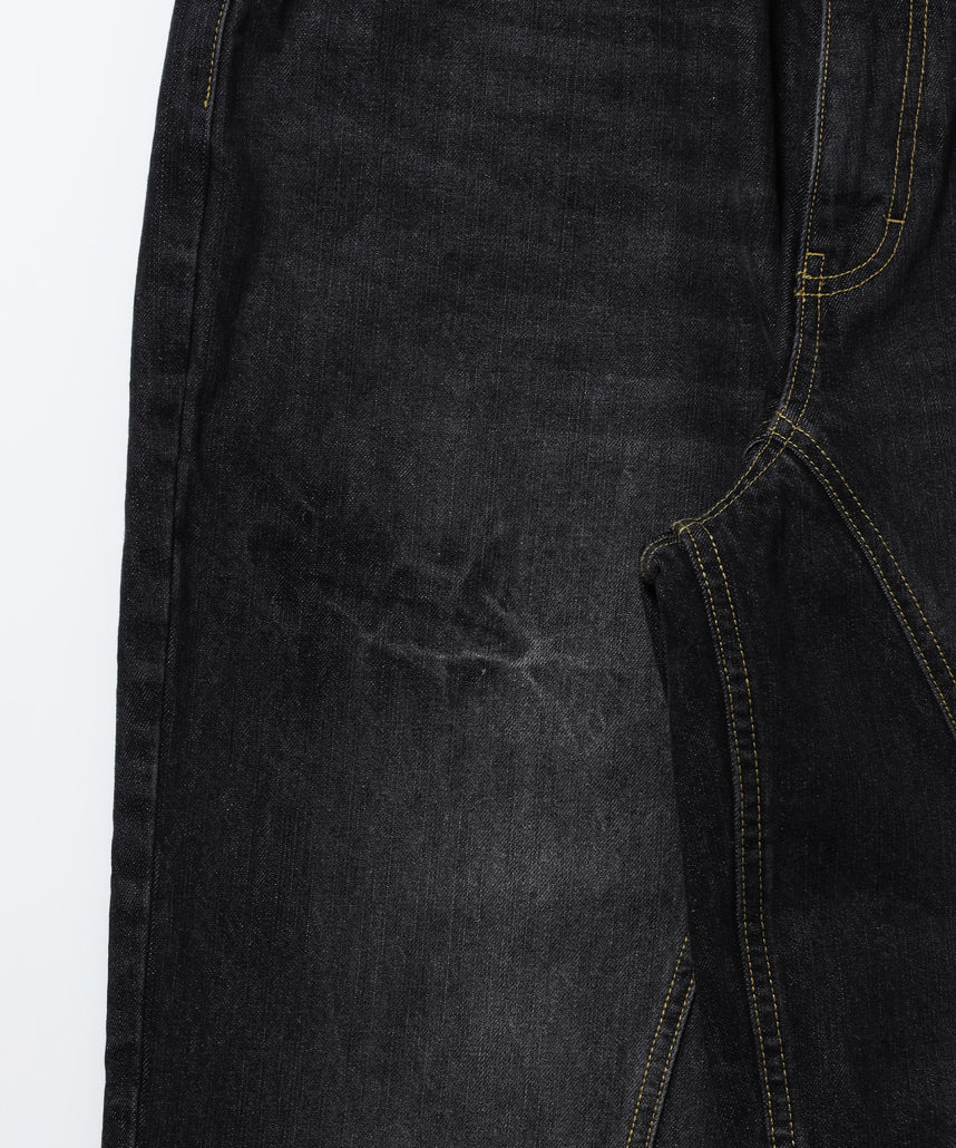 ※WEB限定 / ワイドデニムパンツ / sqnz seam design applique denim ブラック