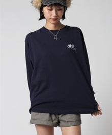 ※WEB限定 / サークルハート刺繍ロンT/sqnzU basic logo l/s tee ネイビー
