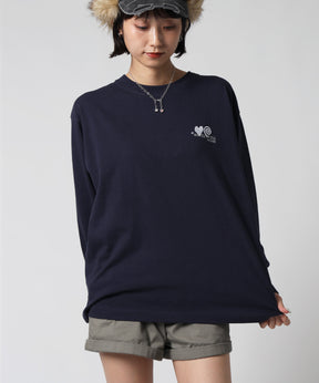 ※WEB限定 / サークルハート刺繍ロンT/sqnzU basic logo l/s tee ネイビー