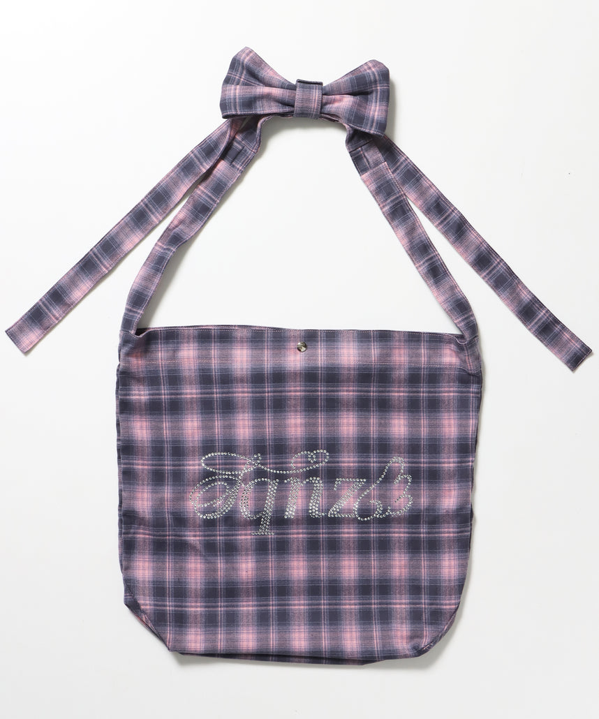 ≪予約商品≫sqnz favorite kira-kira totebag / ラインストーン バック チェック柄 2way ユニセックス ピンク