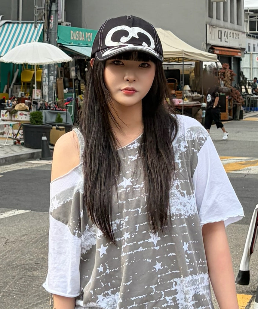 ※WEB限定 / ワッペン / またぎデザインキャップ /sqnz logo applique stitch cap ブラック
