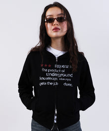 THERMAL LADIES ZIP UP LADIES / ワッフル レディース ジップパーカー サーマル ダブルジップ フーディ ブラック