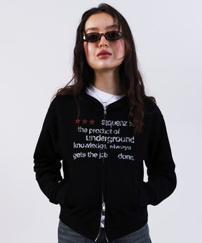 THERMAL LADIES ZIP UP LADIES / ワッフル レディース ジップパーカー サーマル ダブルジップ フーディ ブラック