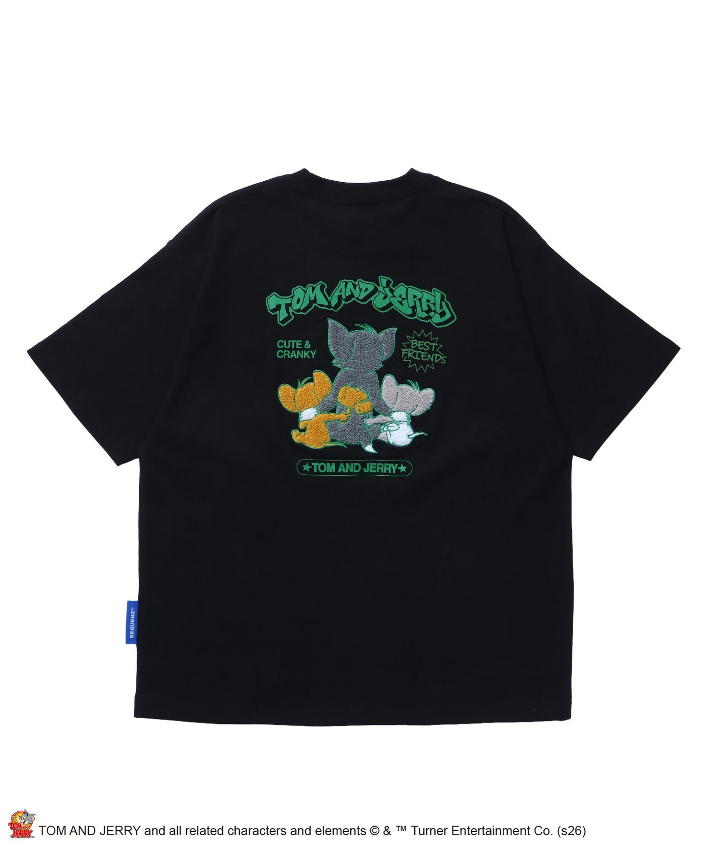 TJ BEST FRIENDS! EMB. TEE / トムとジェリー Tシャツ 半袖 クルーネック 刺繍 オーバーサイズ ブラック