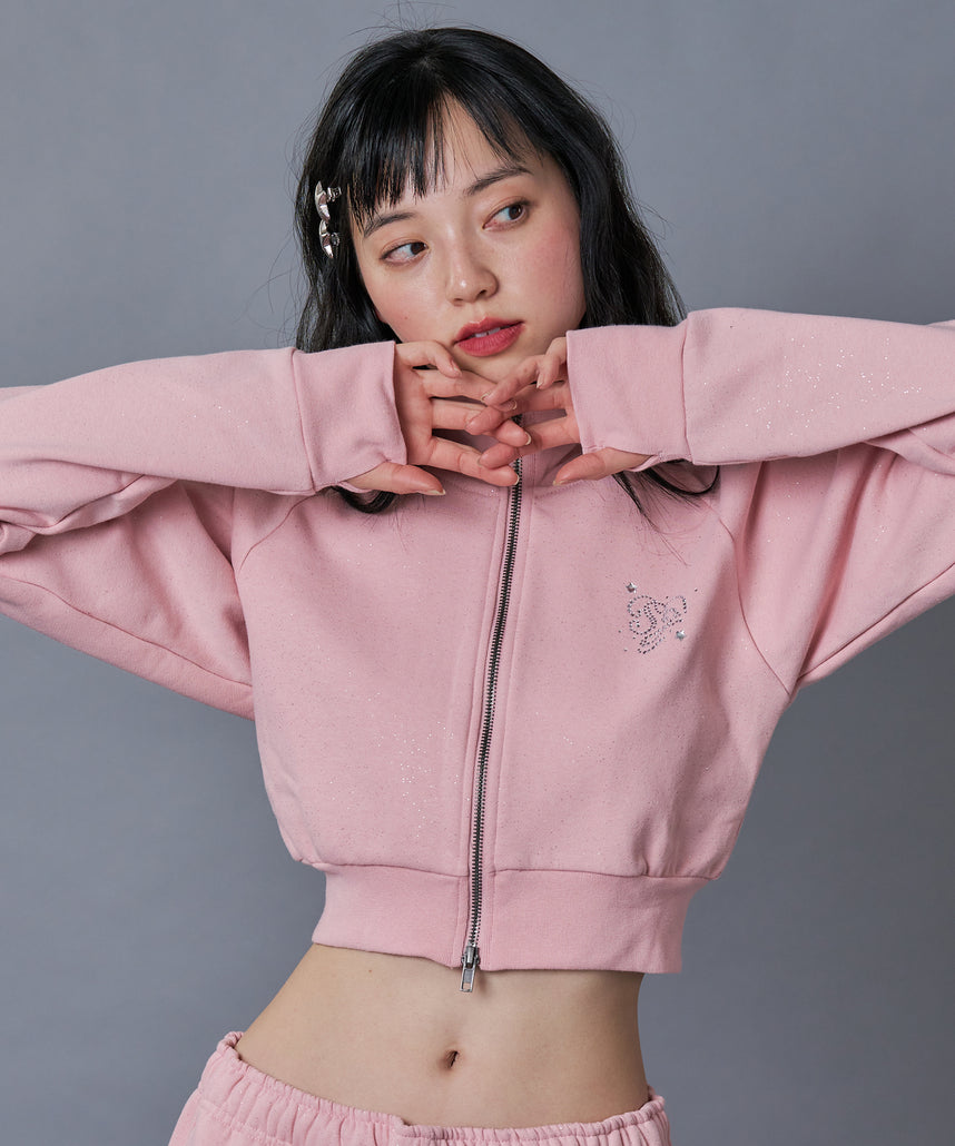 WEB限定 / レディースグリッタージップスウェット / sqnz glitter zip