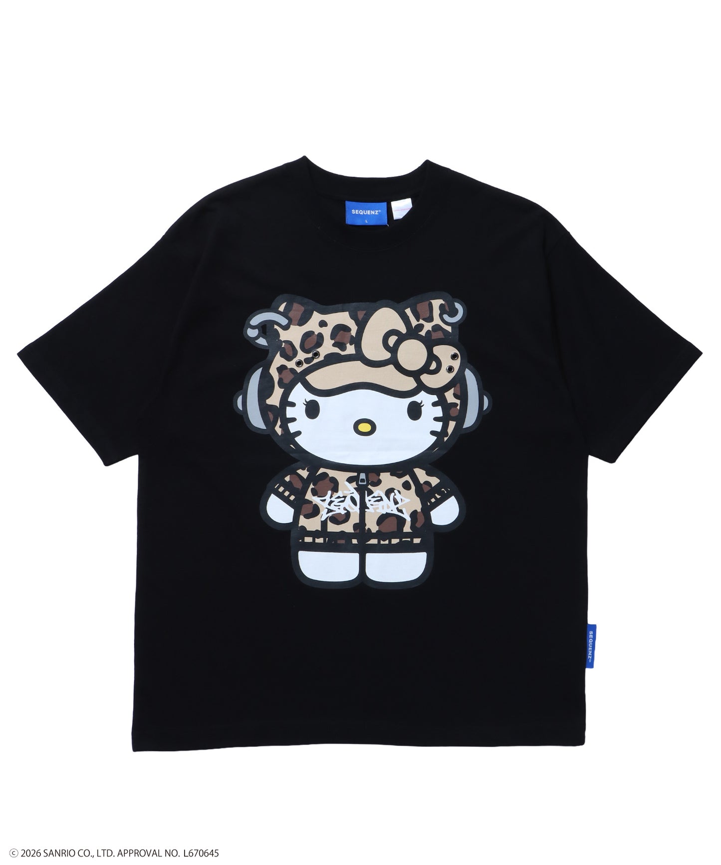 HK EYELET TEE / ハローキティ キティちゃん 半袖 クルーネック プリント ワンポイント ハトメ ブラック