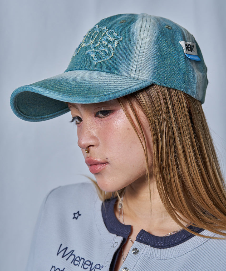 WEB限定 / ワッペンロゴデニムキャップ / sqnz applique denim cap