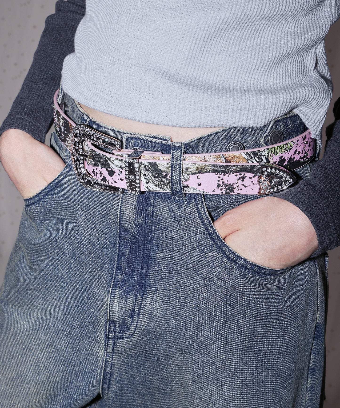 SEQUENZ RHINE STONE BELT LADIES / ベルト スタッズ ストーン リアルツリー レオパード レディース 雑貨 柄80