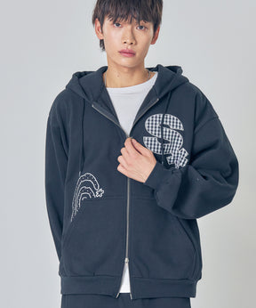 ※WEB限定 / ギンガムドットロゴジップパーカー / sqnzU spiral applique zip p/k