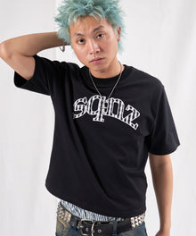 sqnz gingham applique tee / Tシャツ 半袖 クルーネック ワッペン チェック ブラック