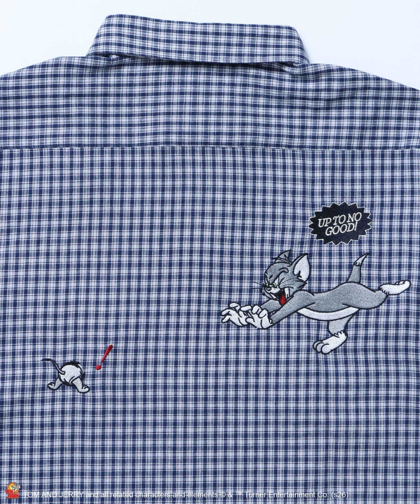 TJ ASSORTMENT EMB. SHIRT / トムとジェリー シャツ 半袖 レギュラーカラー 刺繍 チェック ストライプ ネイビー