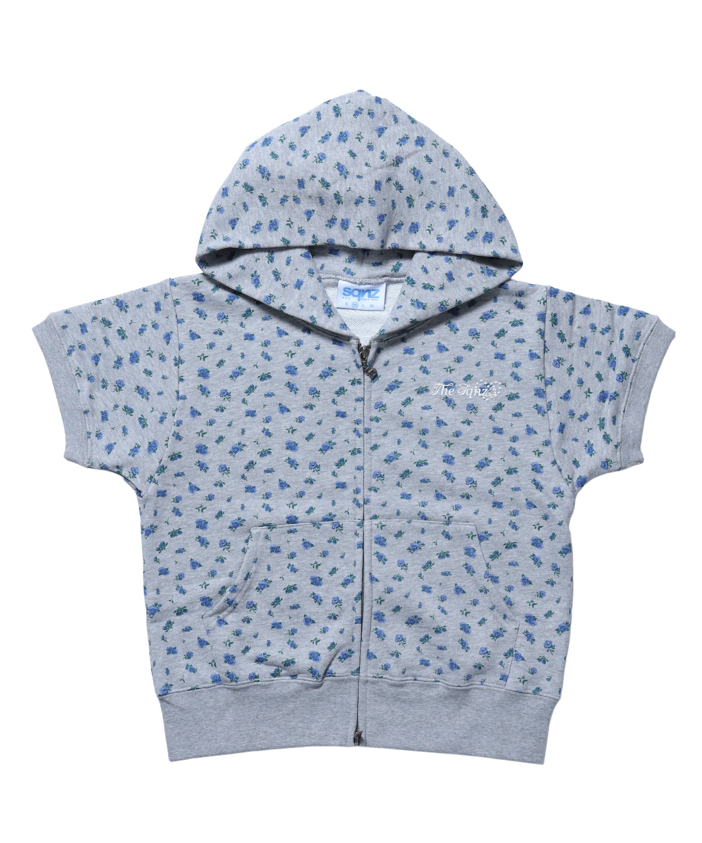 sqnz pearl short sleeve zip p/k / 半袖 ジップパーカー ダブルジップ 裏毛 ビーウェイト フーディ プリント 柄83