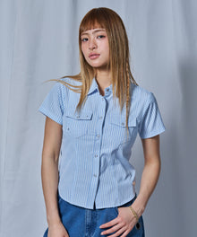 ※WEB限定 / レディースコンパクトチェックシャツ / sqnz double pocket compact check shirts ライトブルー