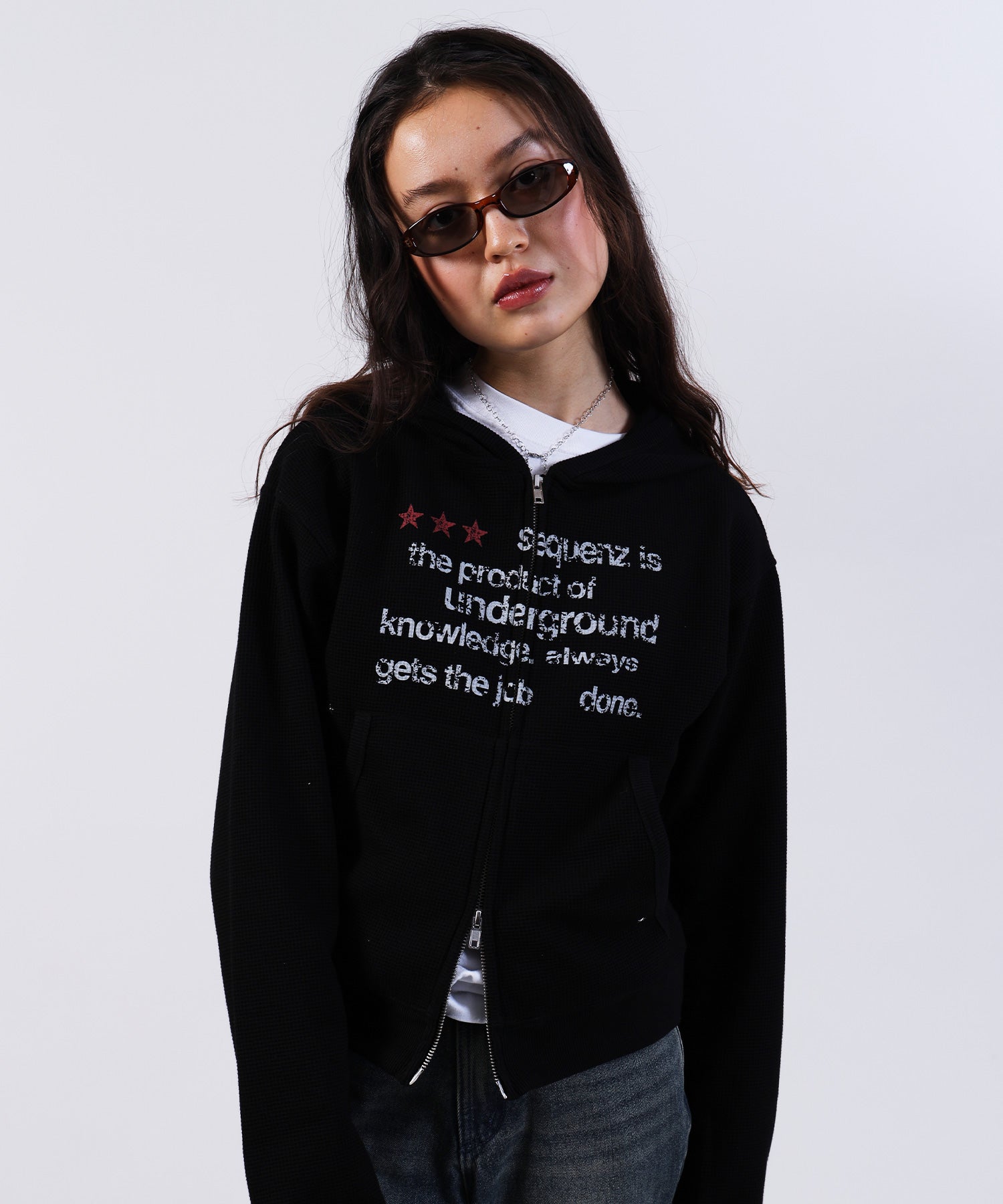 SEQUENZ（シークエンズ）】THERMAL LADIES ZIP UP LADIES / ワッフル