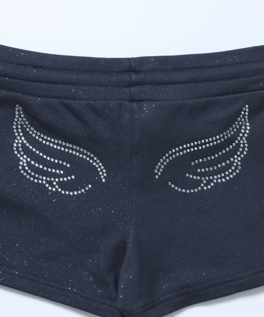 ≪予約商品≫sqnz glitter mini pants / レディース ショートパンツ ボトムス ラインストーン 裏毛  ネイビー