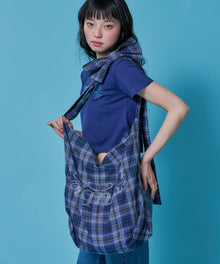 ≪予約商品≫sqnz favorite kira-kira totebag / ラインストーン バック チェック柄 2way ユニセックス ネイビー