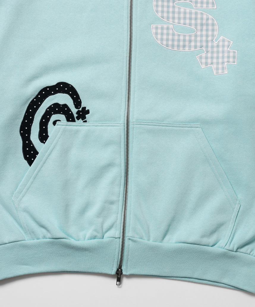 ※WEB限定 / ギンガムドットロゴジップパーカー / sqnzU spiral applique zip p/k