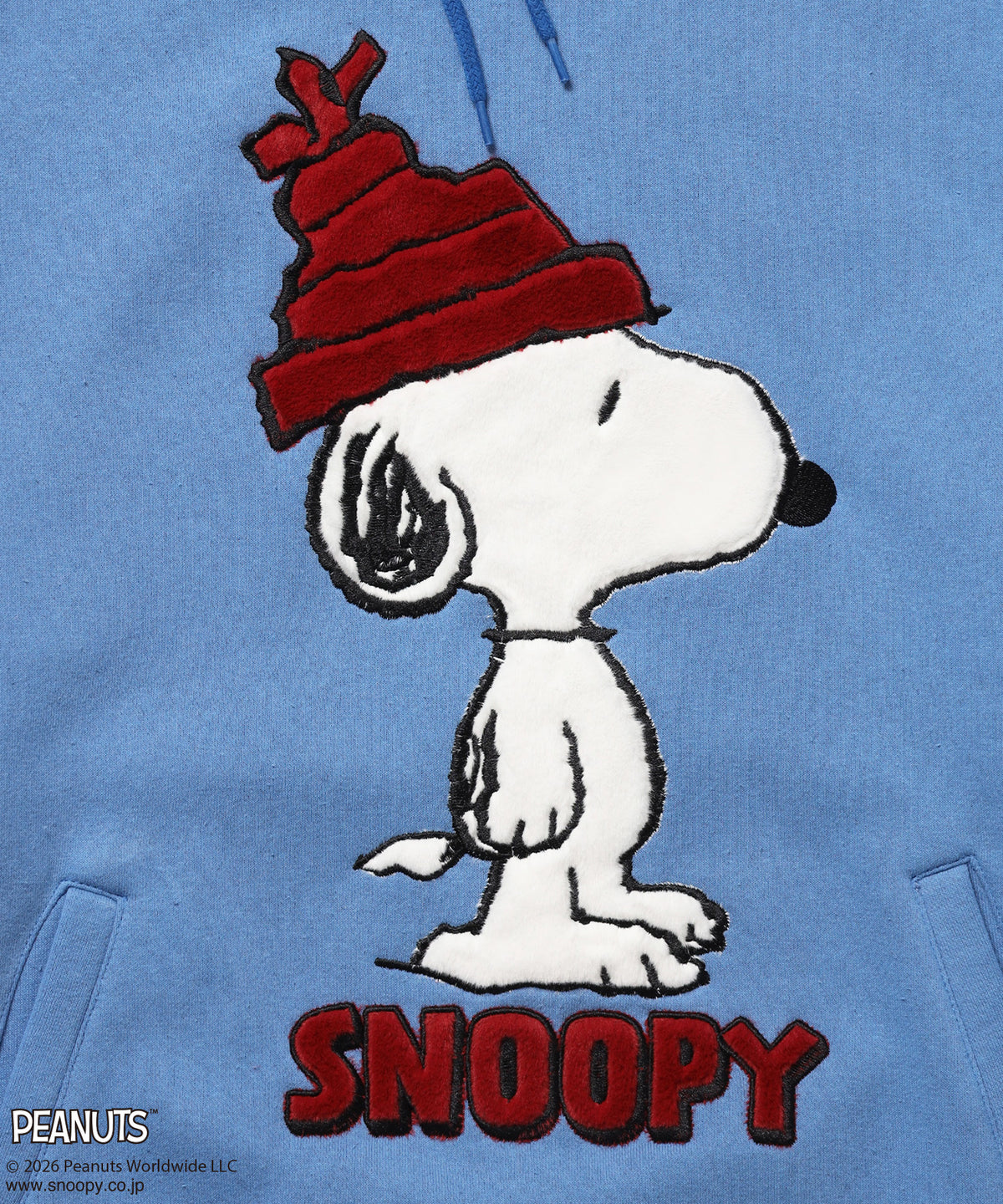 TP FUR SNOOPY APPLIQUE P/K/ スヌーピー ファーワッペン 刺繍 パーカー ブルー