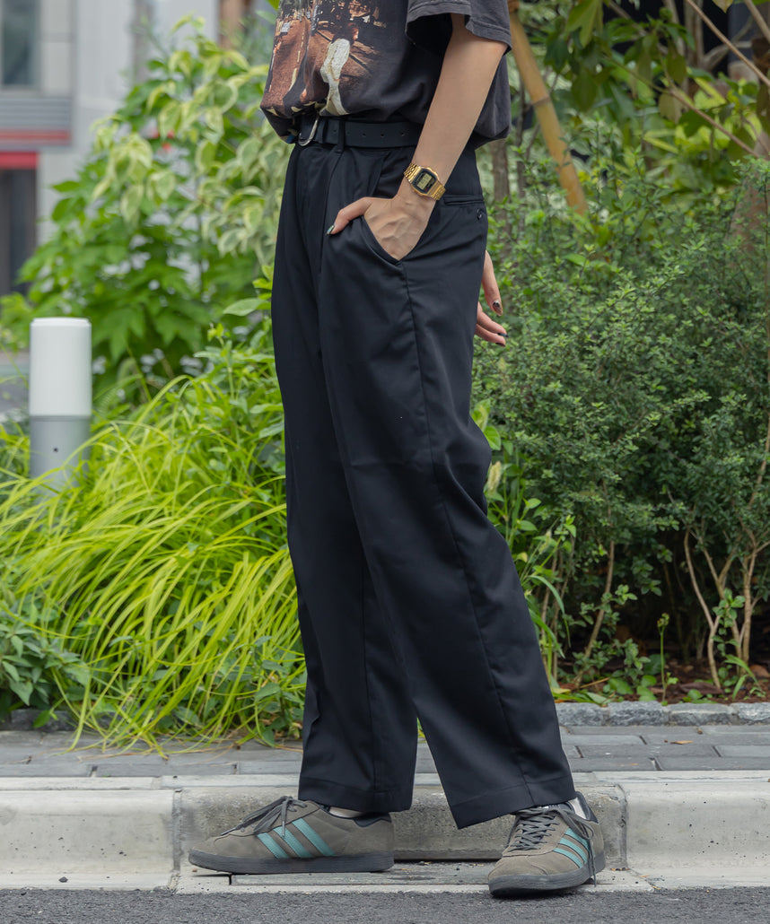TR SIDE GATHER ANKLE PANTS / TR サイドギャザー アンクルスラックス チャコール