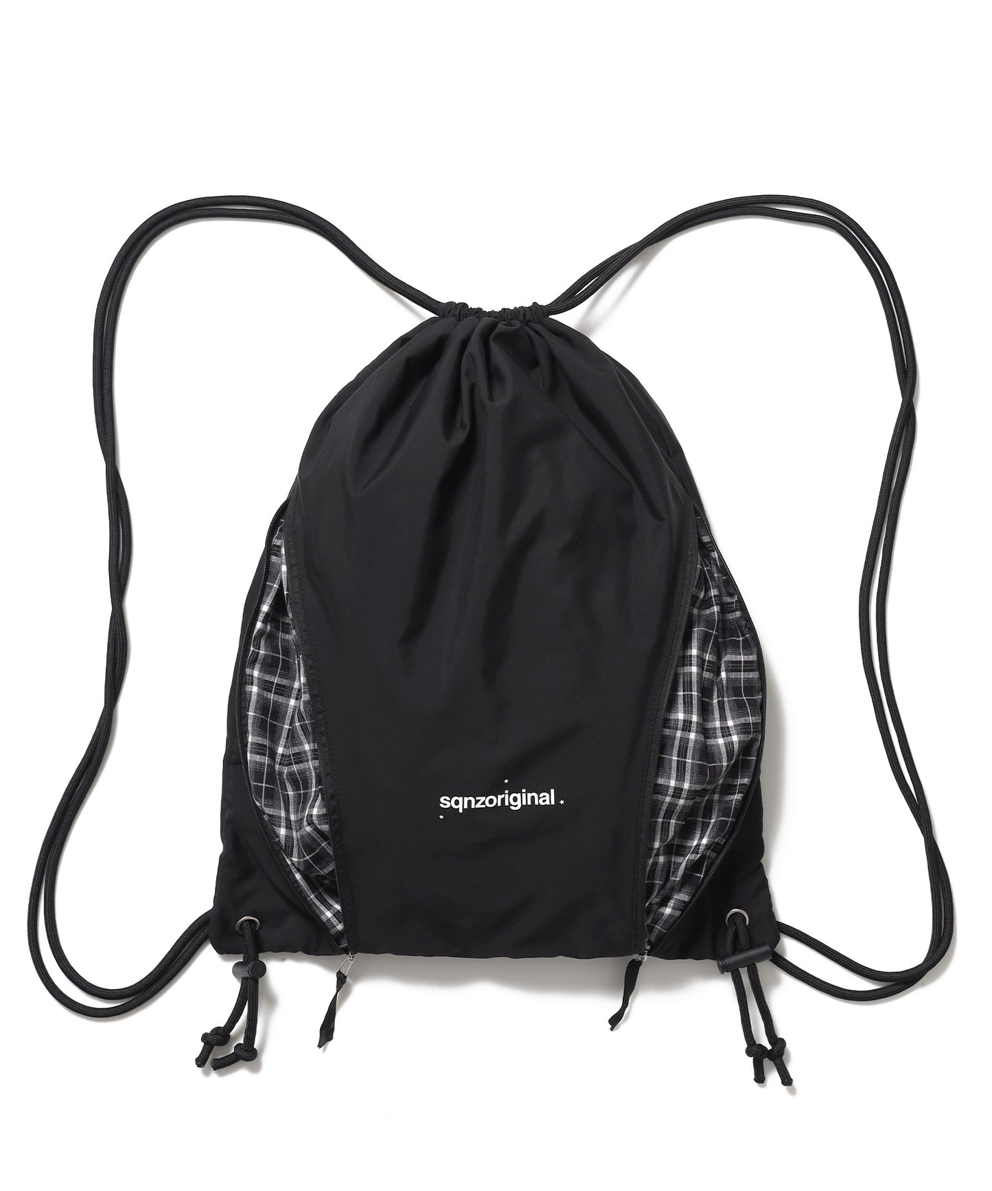 ≪予約商品≫※WEB限定 / 2WAY仕様 /チェックジップナップサック /sqnz zip knapsack ブラック