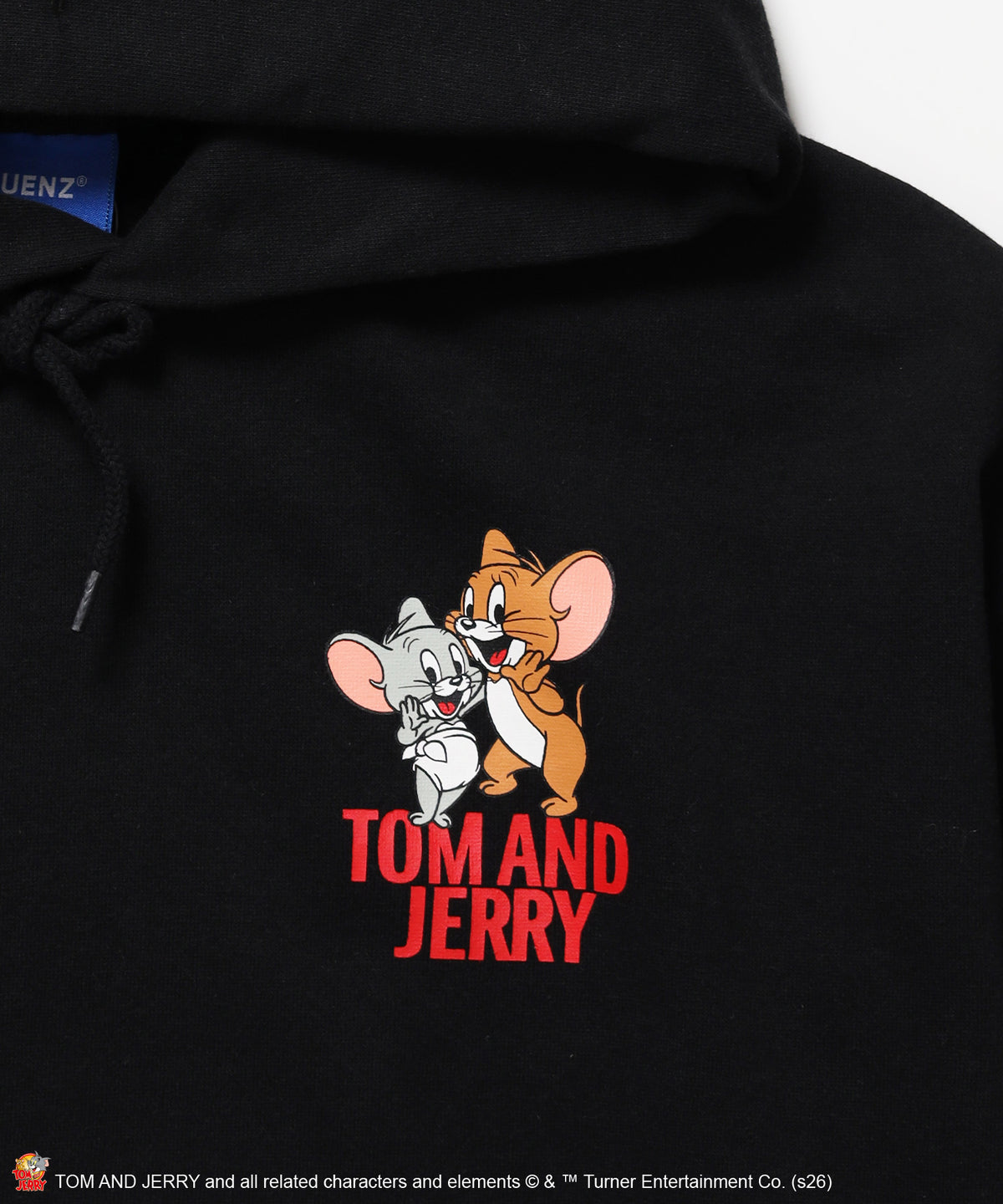 TJ JERRY TUFFY EMB. P/K / トムとジェリー プルパーカー 刺繍 プリント ブラック