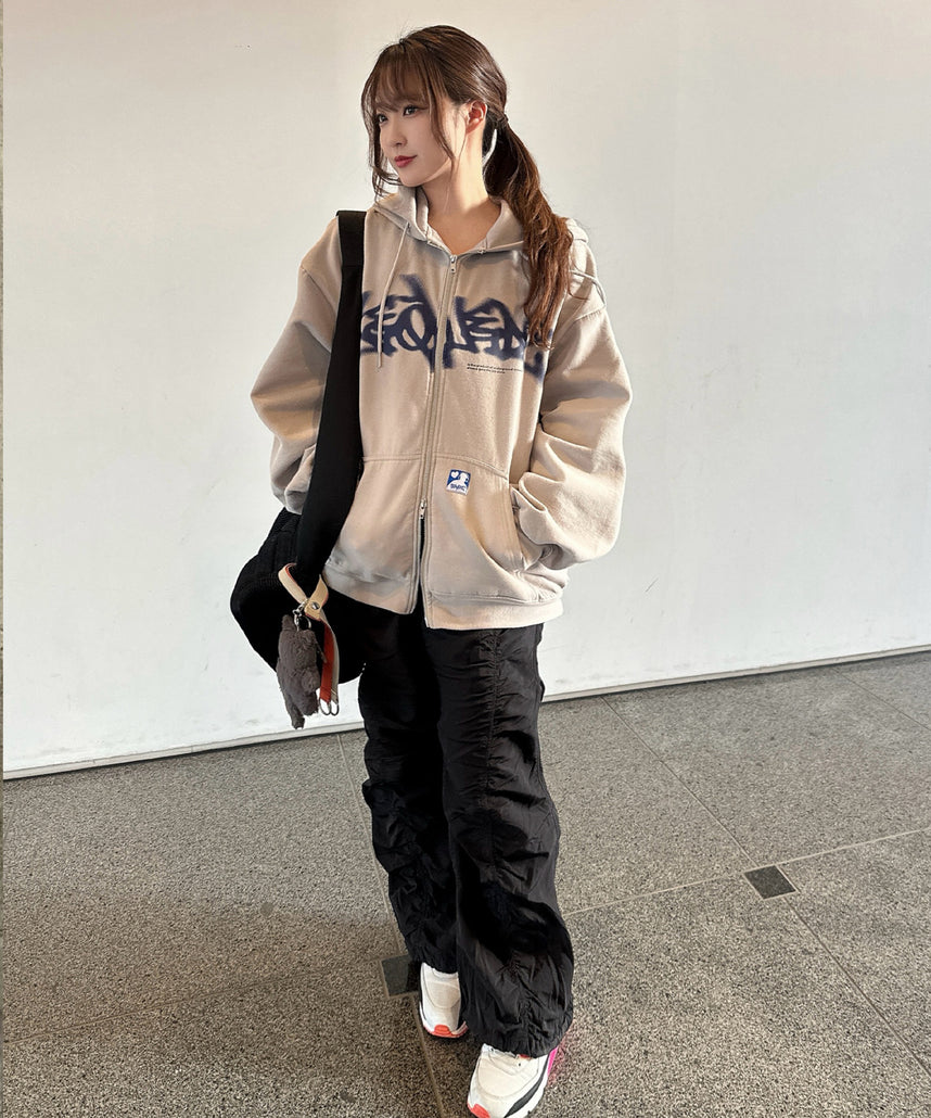 ロゴプリントジップパーカー / FADE ZIP P/K ライトグレー ≪SET UP