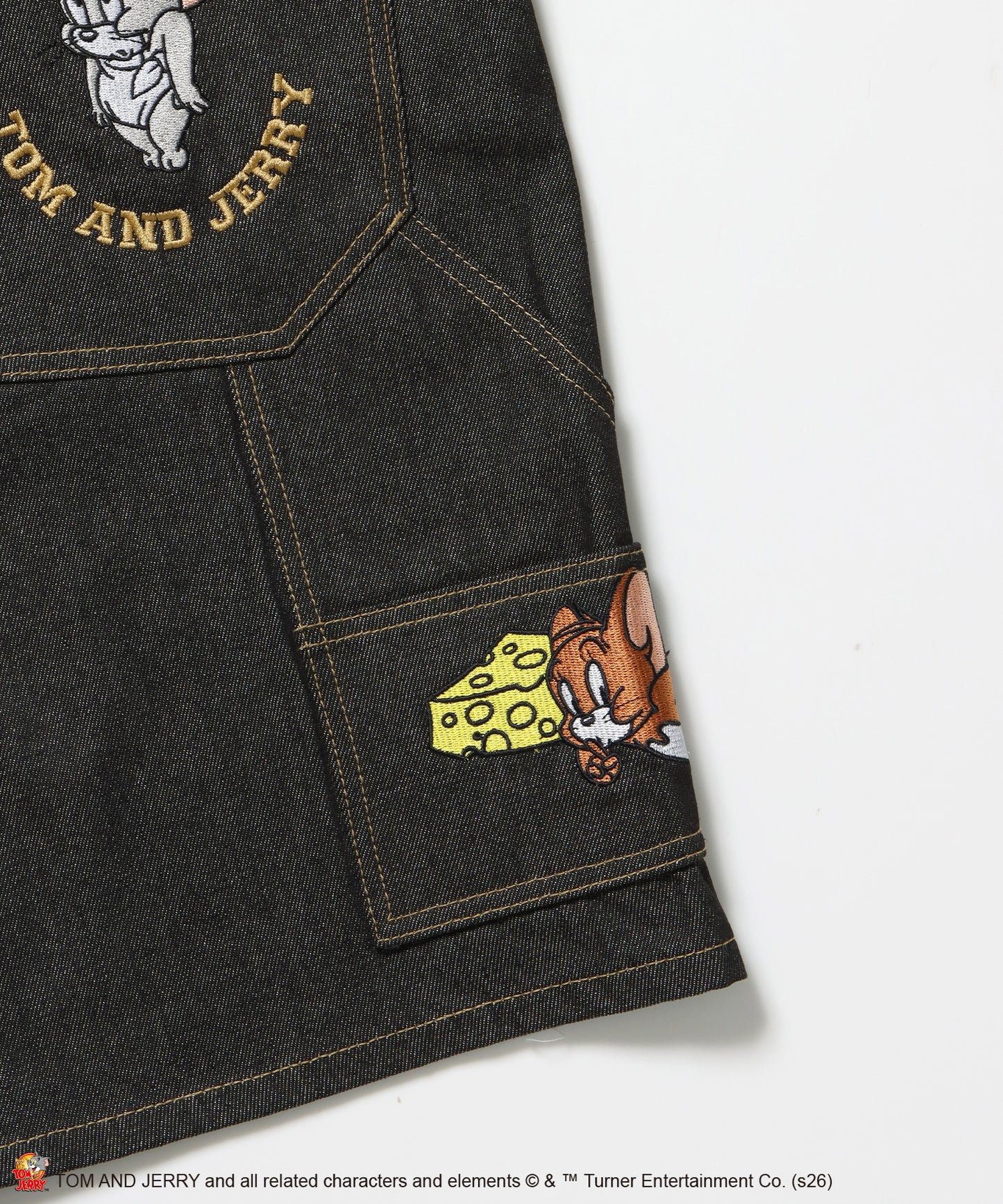TJ STREET SHORTS DENIM / トムとジェリー ハーフパンツ ショーツ ジョーツデニム ワイド パンツ ボトムス 刺繍 加工 リジッド ワッペン ブラック系その他