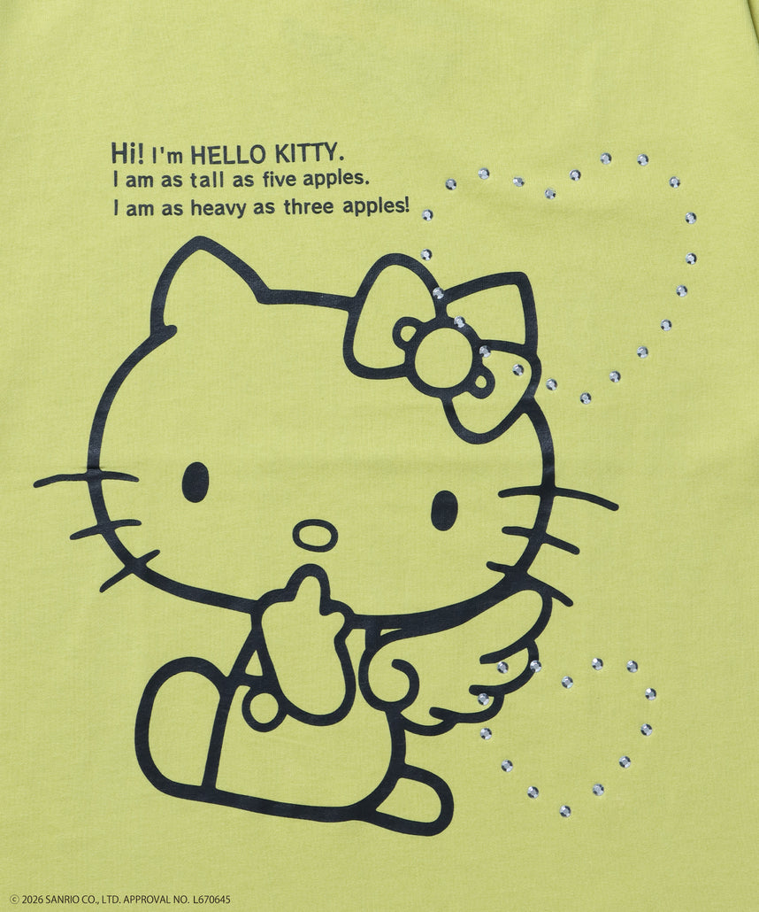 HK LOVE SEQUENZ TEE / ハローキティ キティちゃん 半袖 クルーネック プリント ワンポイント ラインストーン イエロー