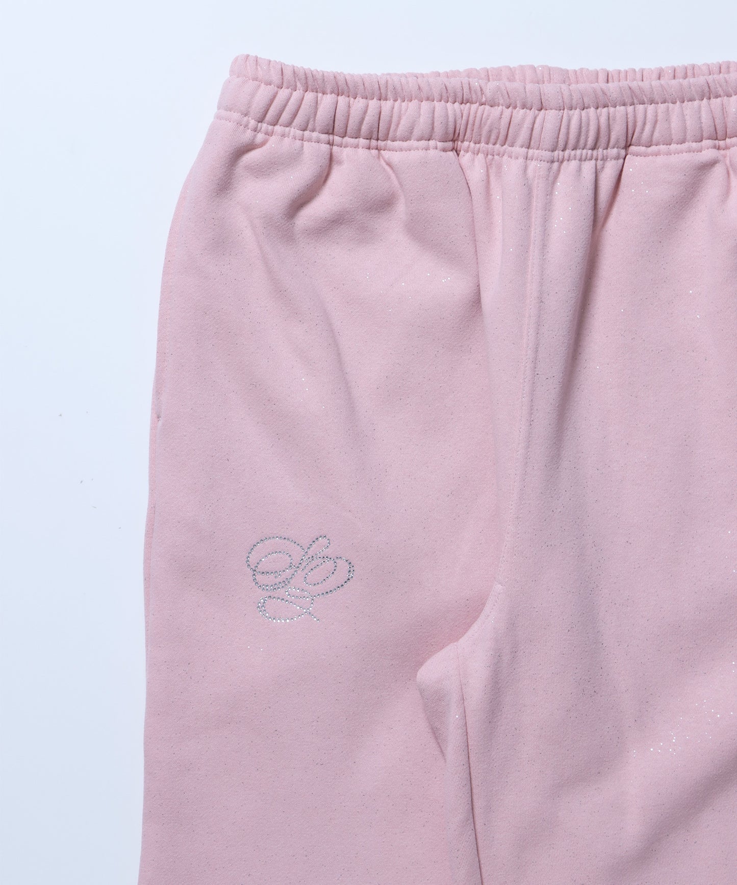 SQNZ GLITTER SWEAT PANTS / グリッター ラインストーン スウェットパンツ ドローコード 裏起毛 【セットアップ着用可】 ライトピンク