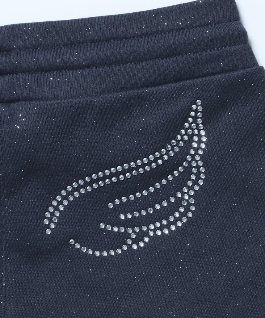 ≪予約商品≫sqnz glitter mini pants / レディース ショートパンツ ボトムス ラインストーン 裏毛  ネイビー