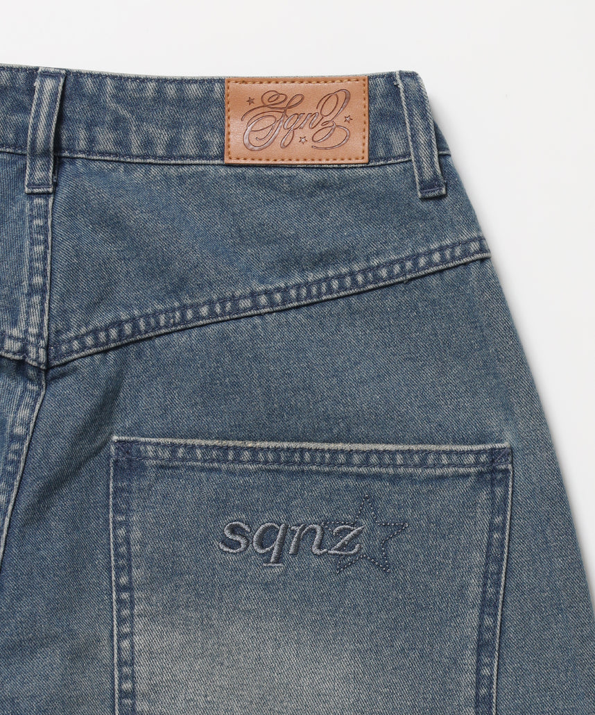 WEB限定 / ダメージデニムショートパンツ / sqnzU double knee denim