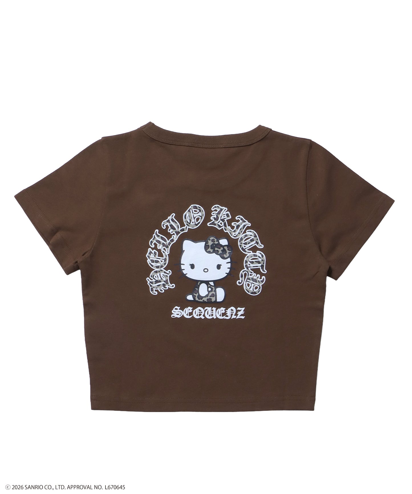 HK CIRCLE LOGO TEE / ハローキティ キティちゃん 半袖 クルーネック プリント ワンポイント ラインストーン プリント ブラウン