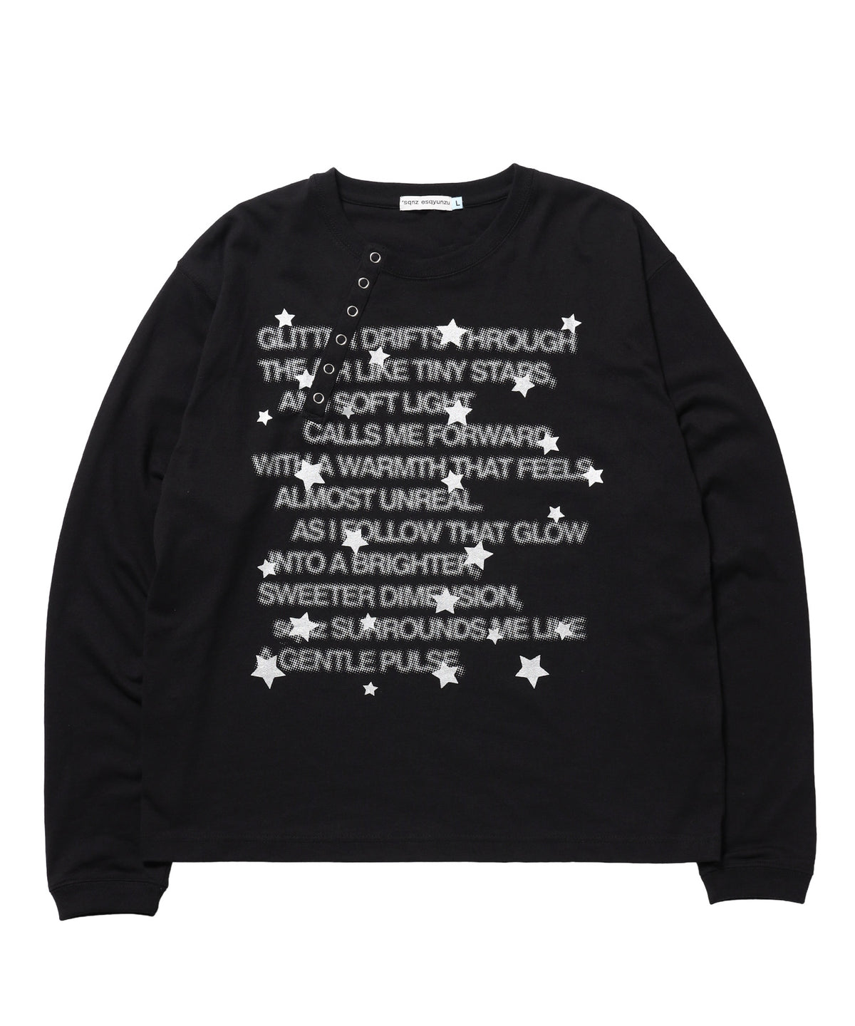 ※WEB限定 / ぼかしプリントヘンリーネックロンT / sqnzU BORDER L/S TEE ブラック