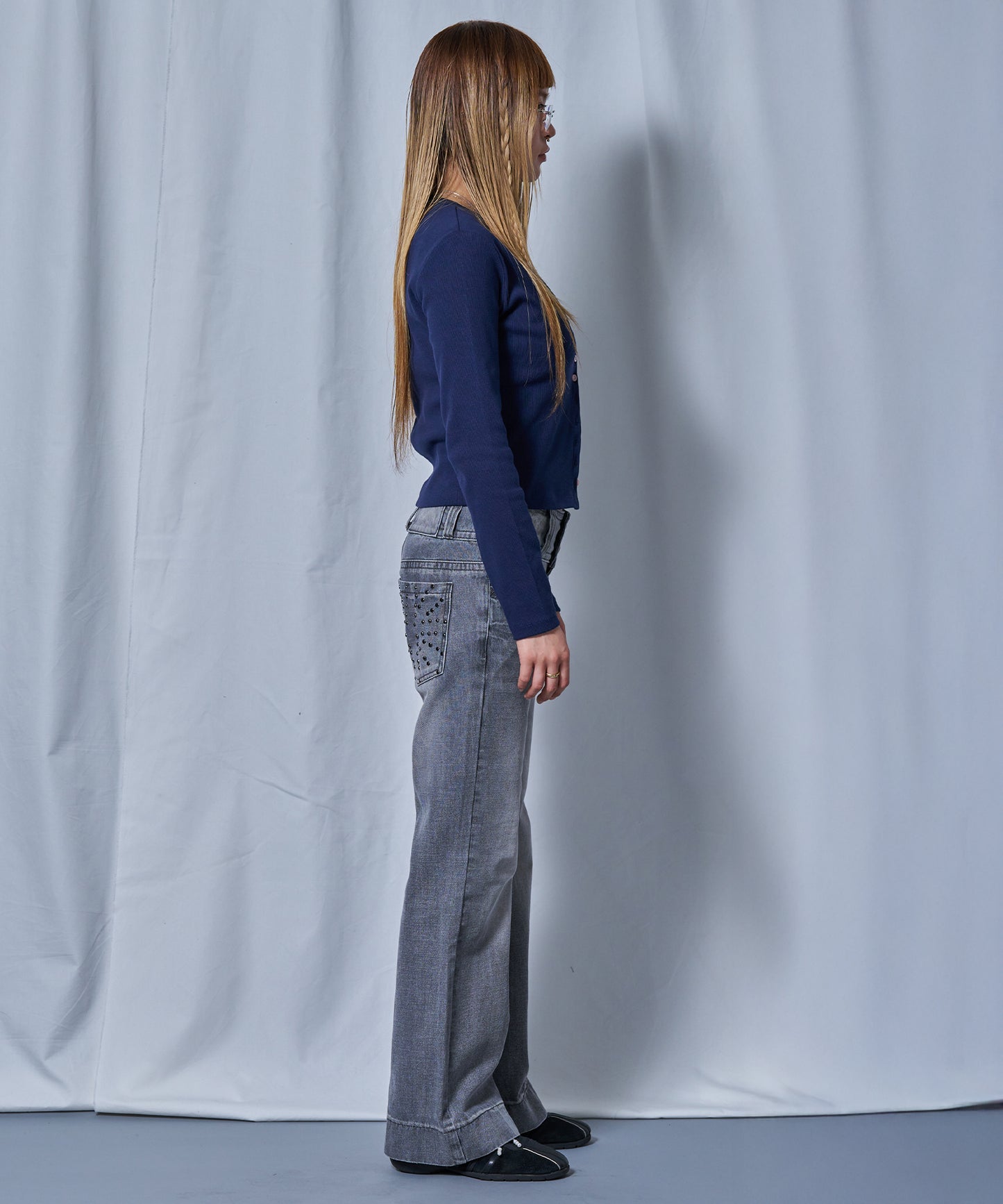 ※WEB限定 / レディースフィットカーディガン / sqnz fit cardigan ネイビー
