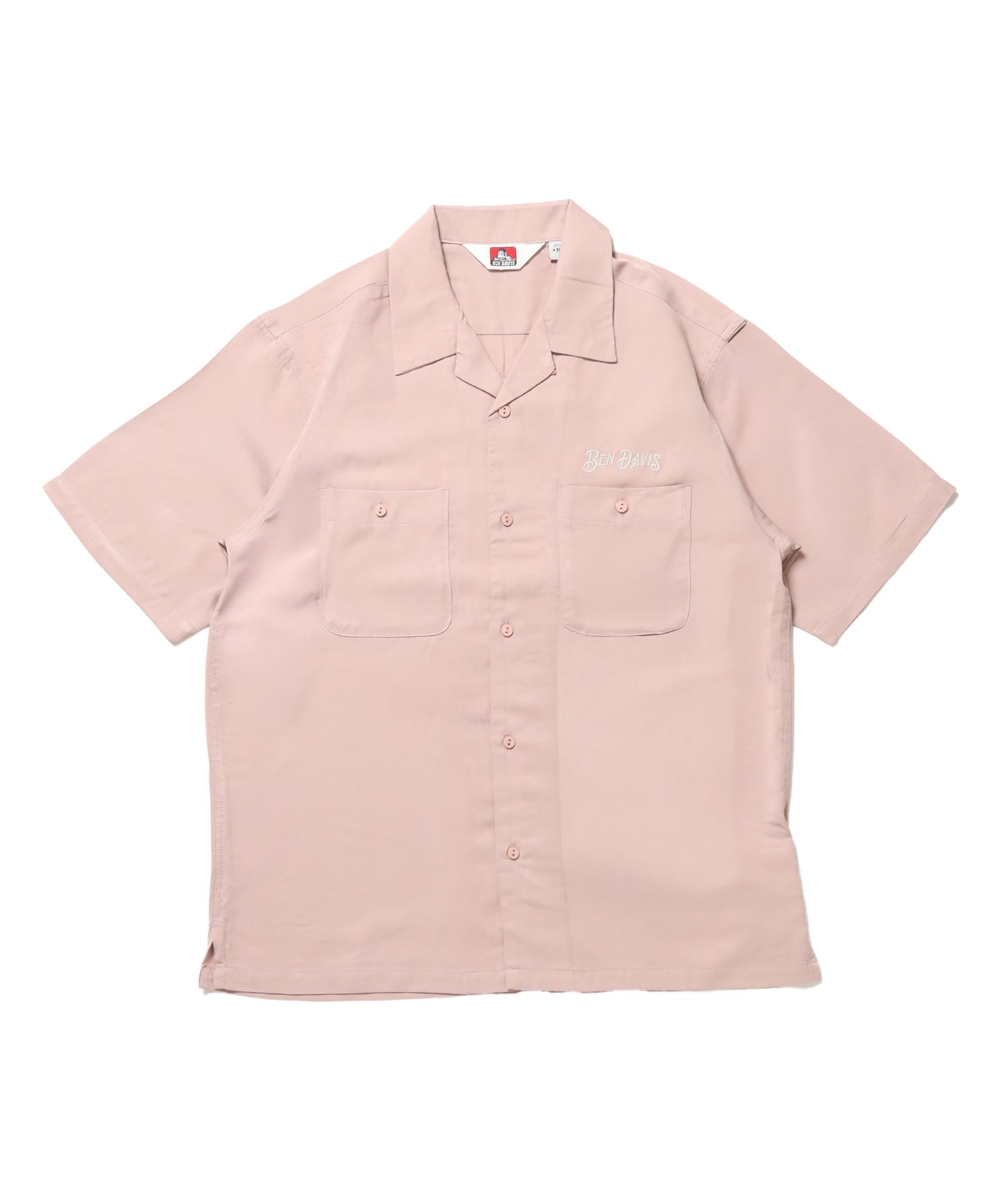 SOUVENIR EMB O/C SHIRT / 半袖 シャツ 刺繍 オープンカラー ヴィンテージライク ピンク