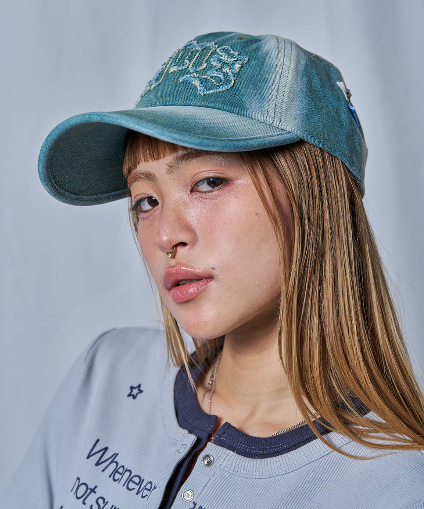 ※WEB限定 /  ワッペンロゴデニムキャップ / sqnz applique denim cap グリーン