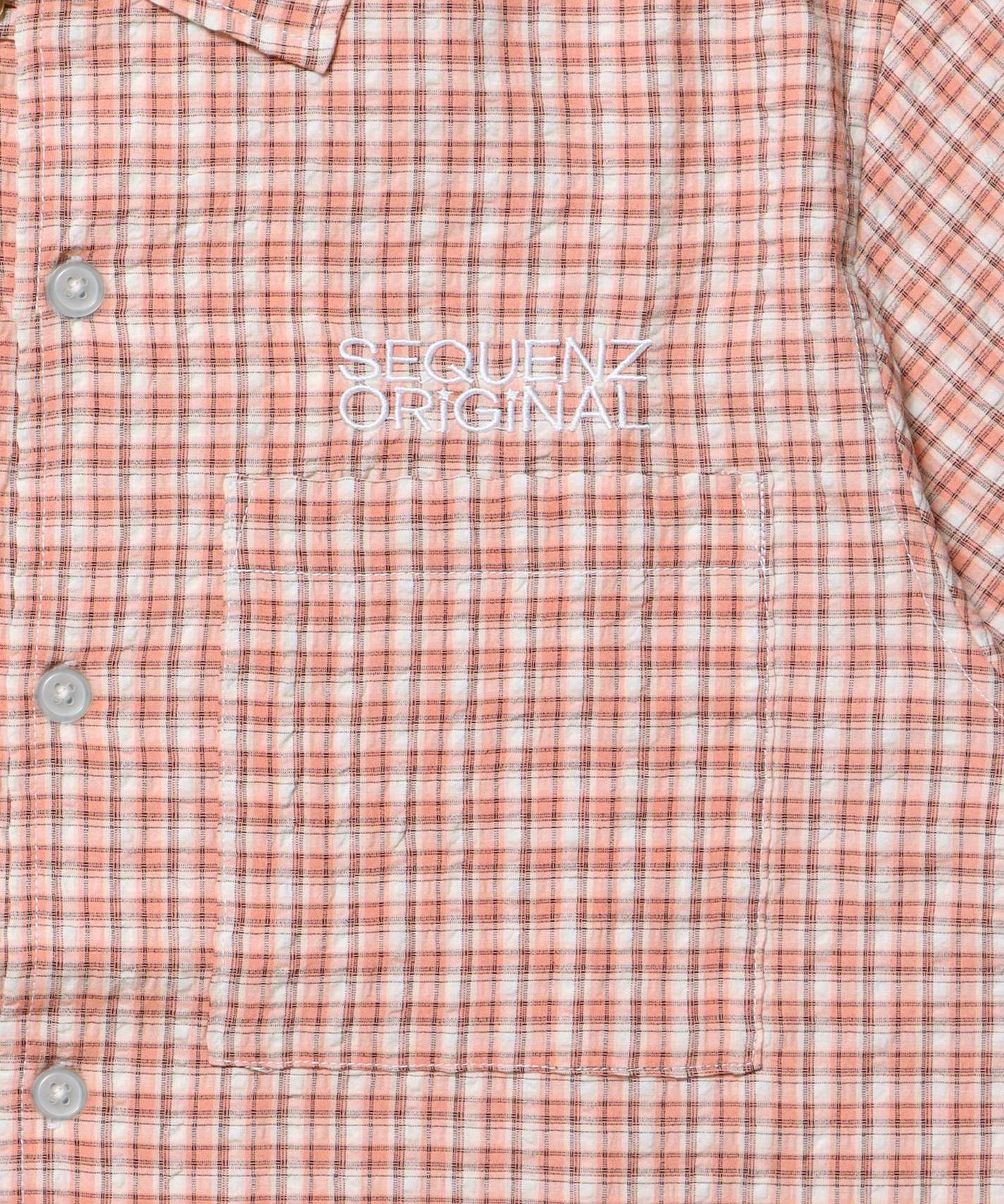 SQNZ APPLIQUE CHECK SHIRTS / シャツ ショート丈 チェック 半袖 刺繍 ピンク