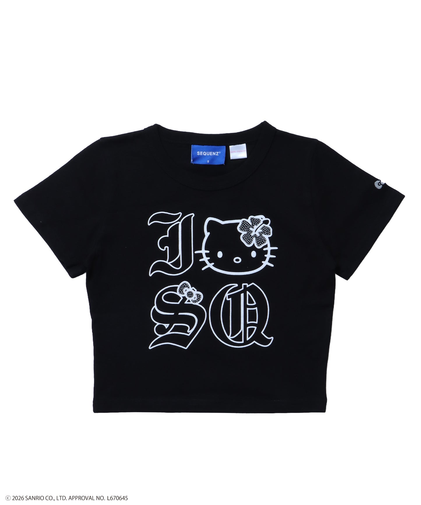 HK I LOVE “KI”TEE / ハローキティ キティちゃん 半袖 クルーネック プリント ワンポイント ブラック