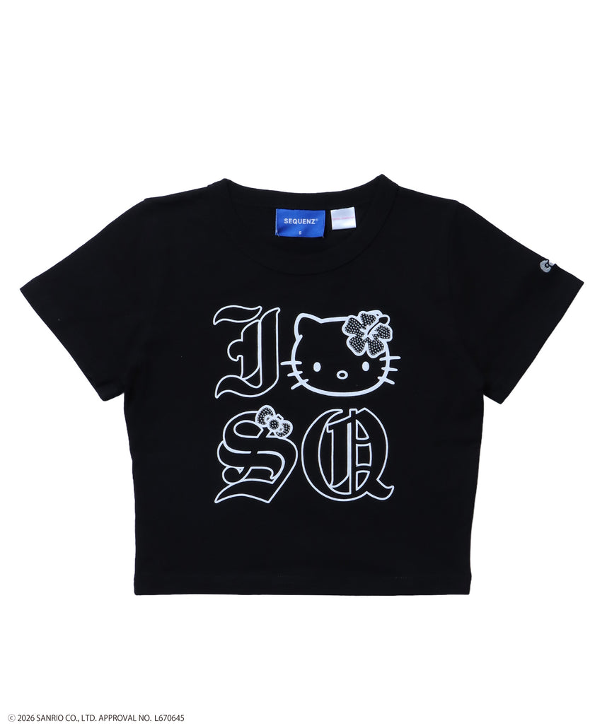 HK I LOVE “KI”TEE / ハローキティ キティちゃん 半袖 クルーネック プリント ワンポイント ブラック