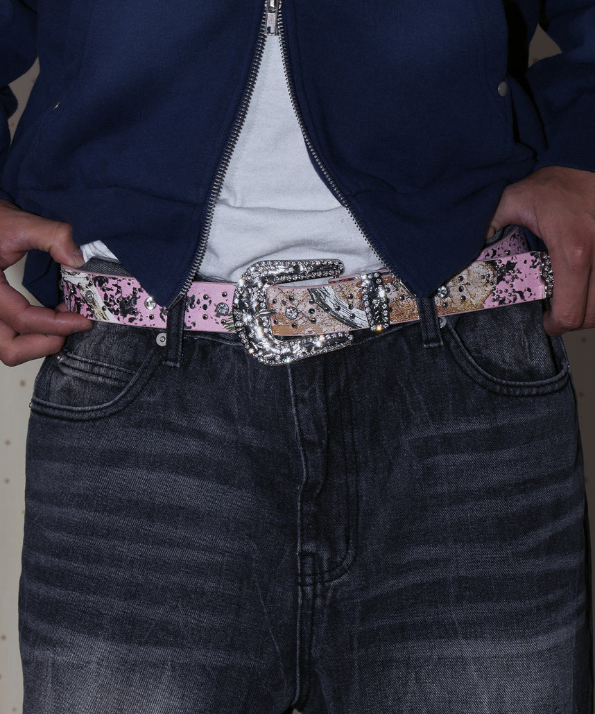 SEQUENZ RHINE STONE BELT MEN / ベルト スタッズ ストーン リアルツリー レオパード メンズ 雑貨 柄80