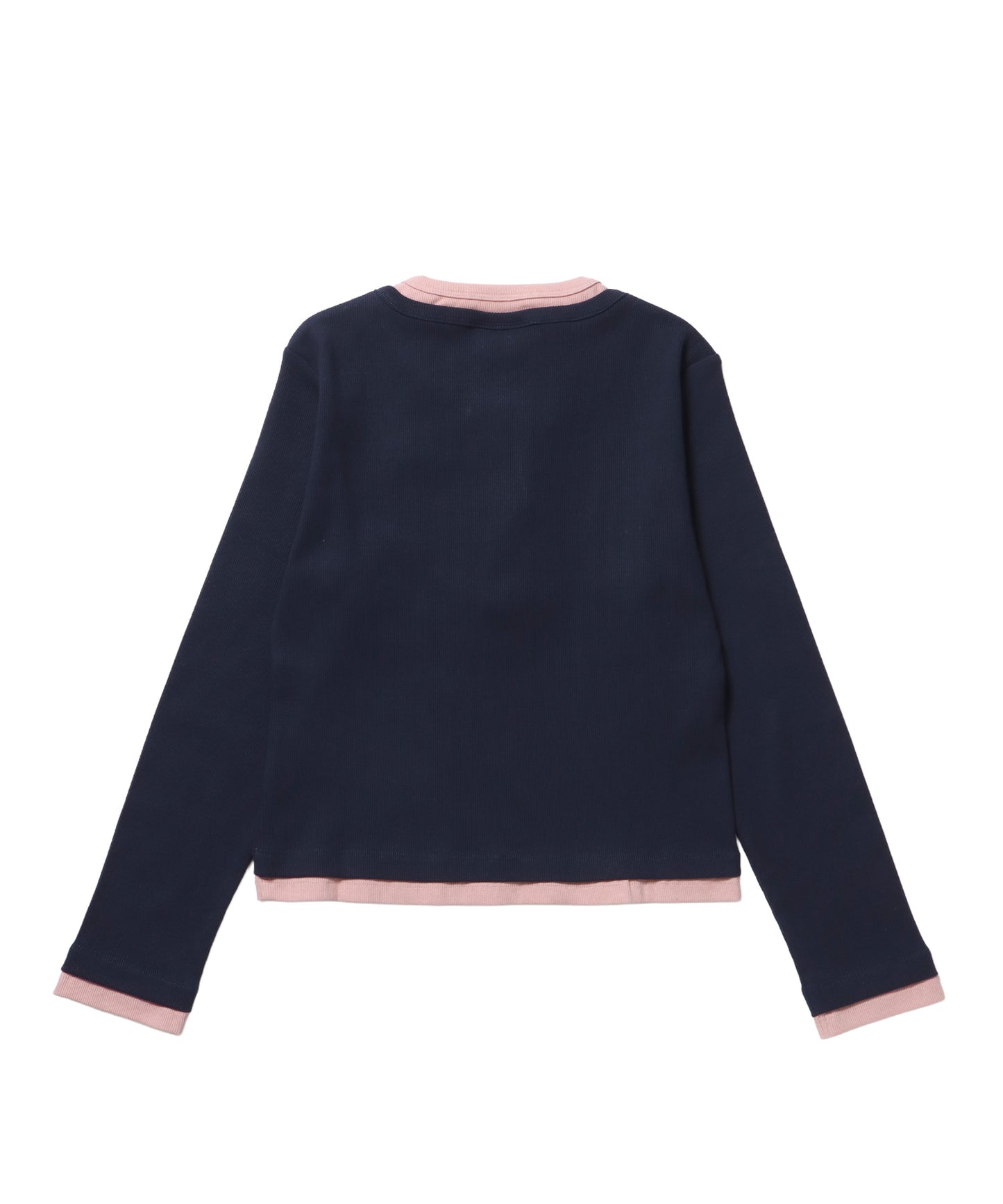 sqnz fake layered henley star l/s tee / 長袖 プリント ヘンリー フェイクレイヤード ツートーン ネイビー