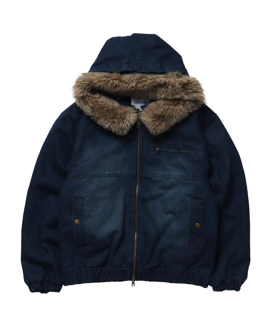 中綿デニムフーディジャケット / FUR DENIM HOODIE JKT ブルー