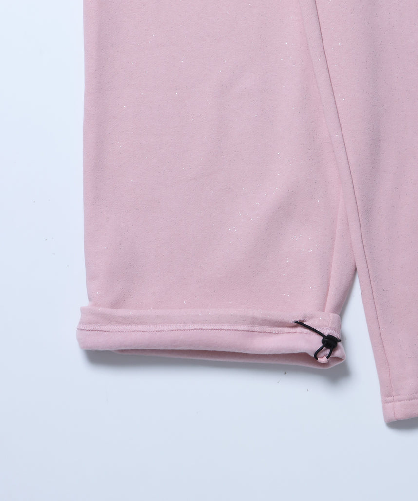 SQNZ GLITTER SWEAT PANTS / グリッター ラインストーン スウェットパンツ ドローコード 裏起毛 【セットアップ着用可】 ライトピンク